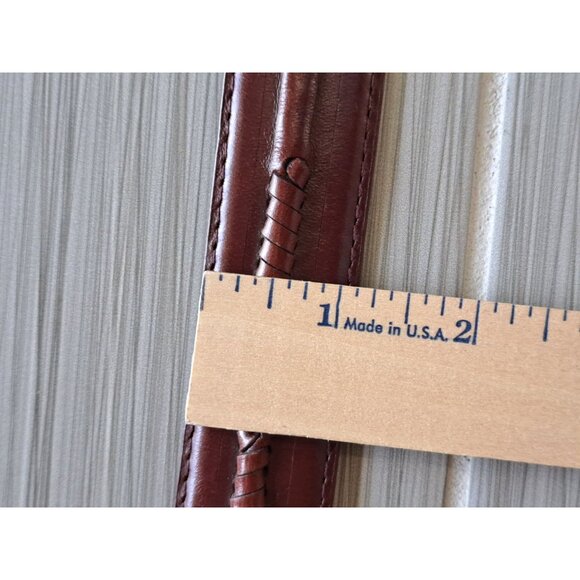 Brown Genuine Leather Western Belt Unisex Silver Engraved Buckle & Tips Size 38 - Picture 9 of 9